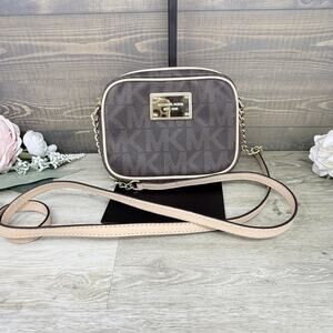 Michael Michael Kors Brown Logo Small Jet Set Crossbody Bag Purse Chain Strap